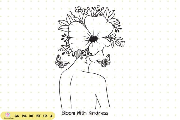 Bloom with Kindness Svg Women Line Art Review