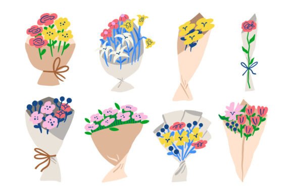 Hand Drawn Floral Bouquet Collection
