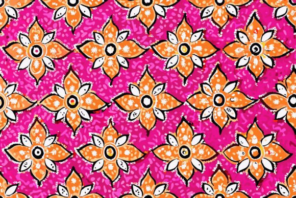 Orange White Floral on Pink Background Review