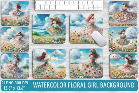 Watercolor Floral Girl Background Bundle Review